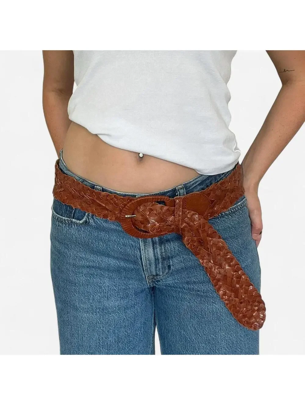 Nine West genuine leather braided belt